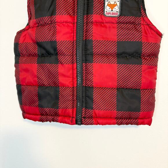 Healthtex Baby Buffalo Plaid Puffer Vest In Red Black Size 18 Months - Picture 3 of 6